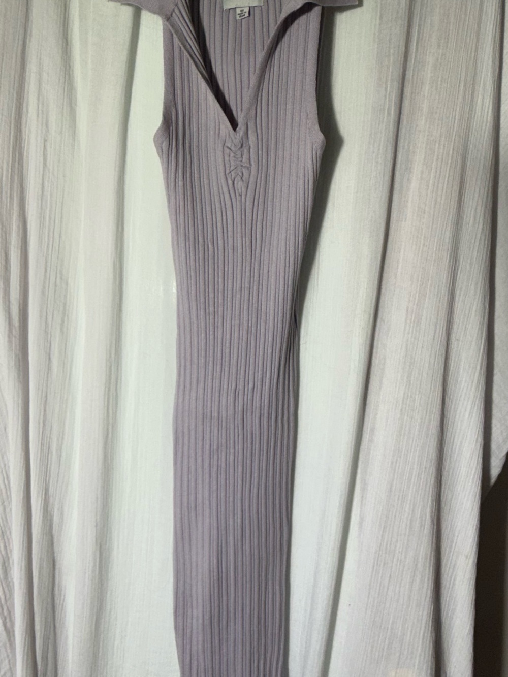 Sleeveless Ribbed Knit Dress in Light Lavender
